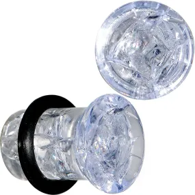 0 Gauge Clear Crackled Glass Acrylic Plug