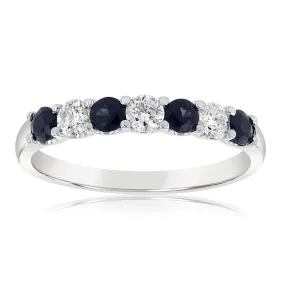 18ct White Gold 0.60 Carat Natural Blue Sapphire and Diamond Ring