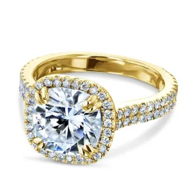 2.8ct Moissanite Ring & Diamond Head Halo 14k Gold