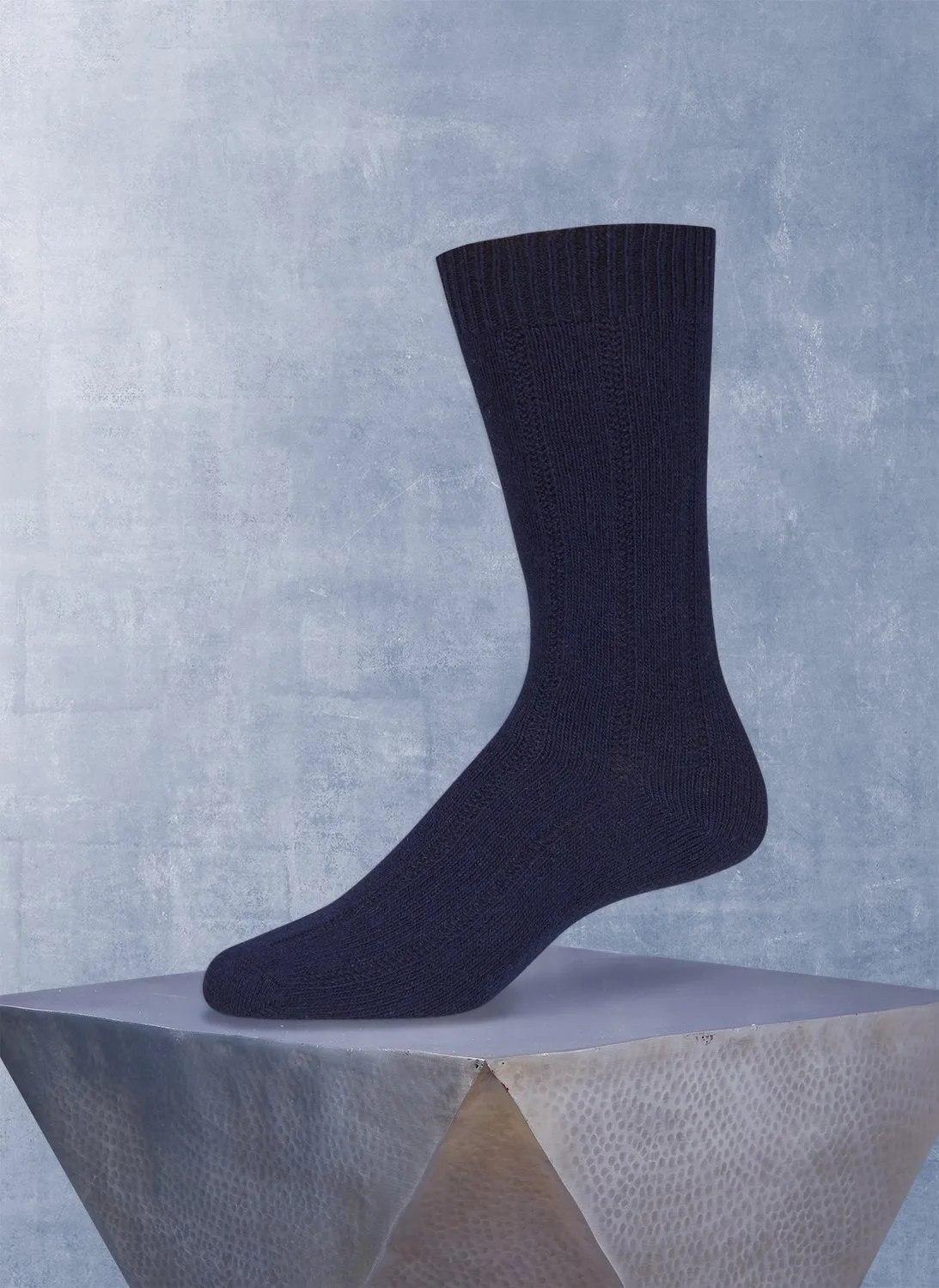 75% Cashmere Rib Sock in Navy