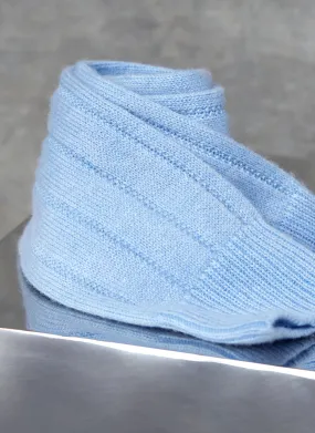 75% Cashmere Rib Sock in Sky Blue