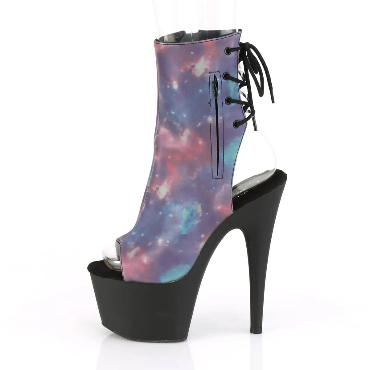 ADORE-1018REFL Black & Multi Colour Calf High Peep Toe Boots