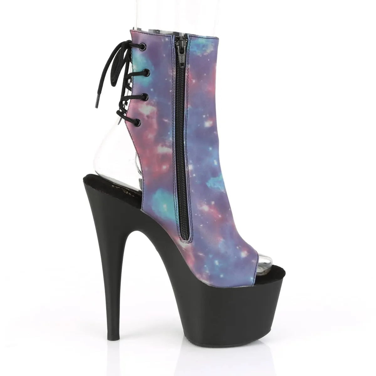 ADORE-1018REFL Black & Multi Colour Calf High Peep Toe Boots