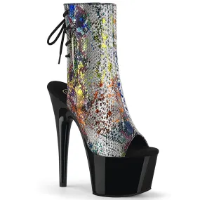 ADORE-1018SP Black & Multi Colour Calf High Peep Toe Boots