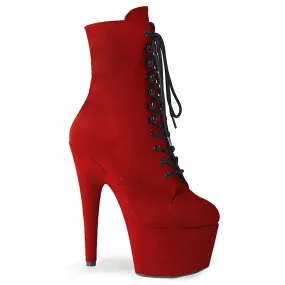 ADORE-1020FS Red Faux Suede Ankle Boots