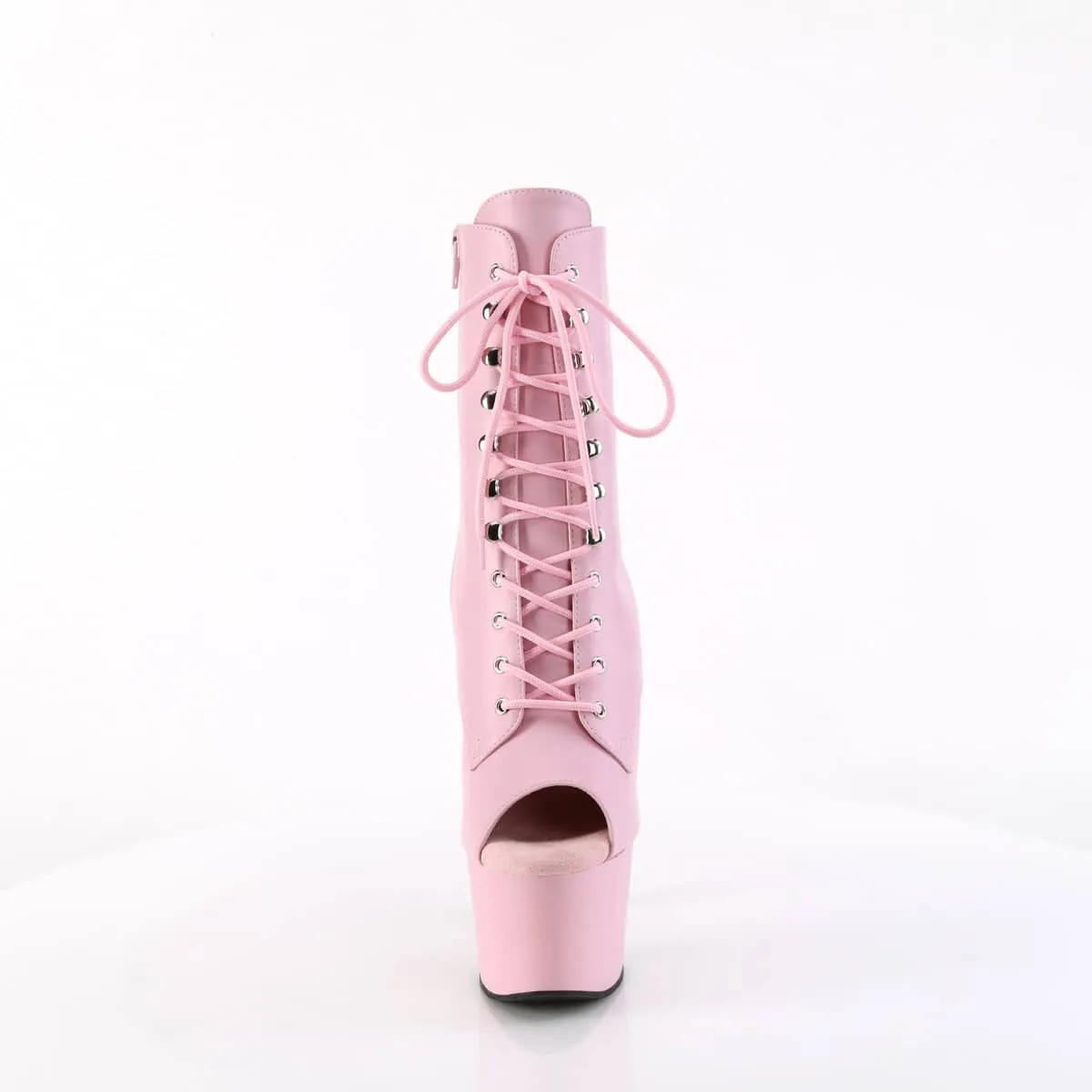 ADORE-1021 Pink Faux Leather Calf High Peep Toe Boots