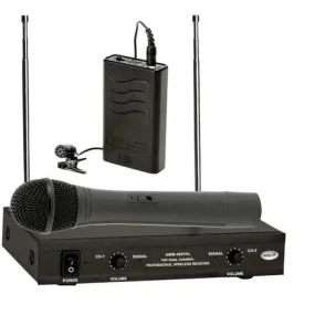 Ahuja AWM-490VHL Cordless Dual Handheld & Lapel MIcrophone