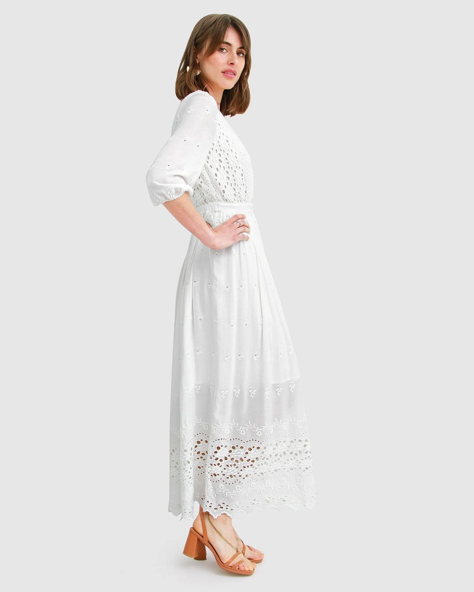 All Eyes On Me Midi Dress - White