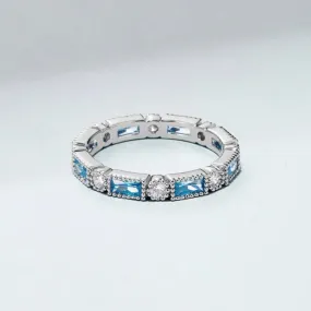 Aqua Blue Silver Ring