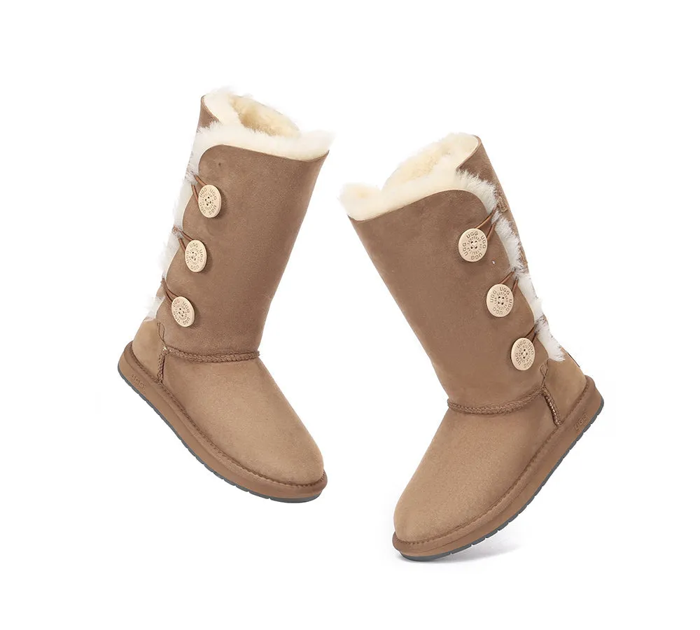 AUSTRALIAN SHEPHERD® UGG Boots Double Face Sheepskin Wool Tall Triple Button