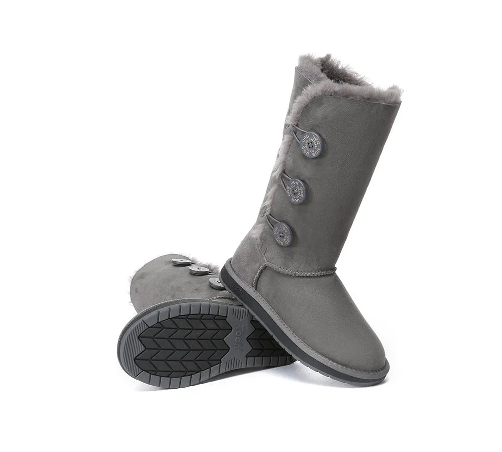 AUSTRALIAN SHEPHERD® UGG Boots Double Face Sheepskin Wool Tall Triple Button