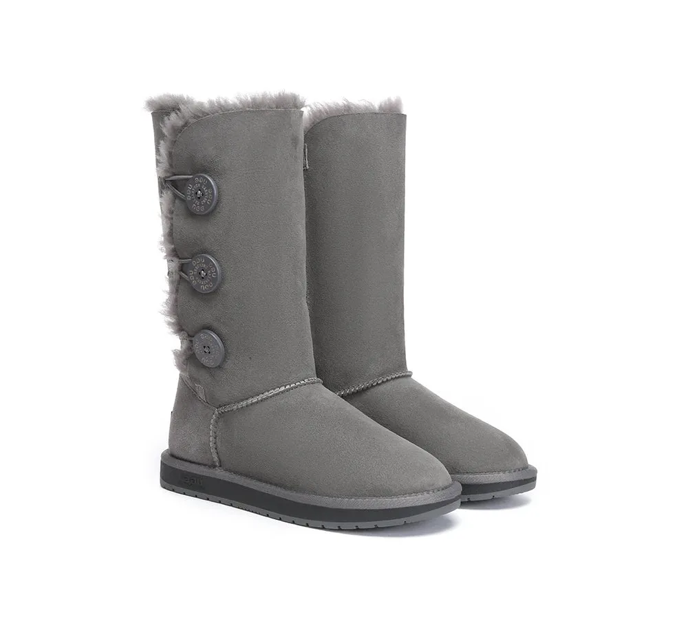 AUSTRALIAN SHEPHERD® UGG Boots Double Face Sheepskin Wool Tall Triple Button