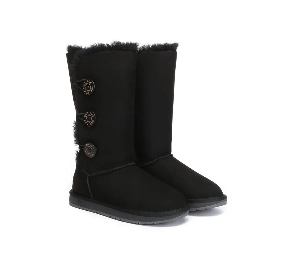 AUSTRALIAN SHEPHERD® UGG Boots Double Face Sheepskin Wool Tall Triple Button