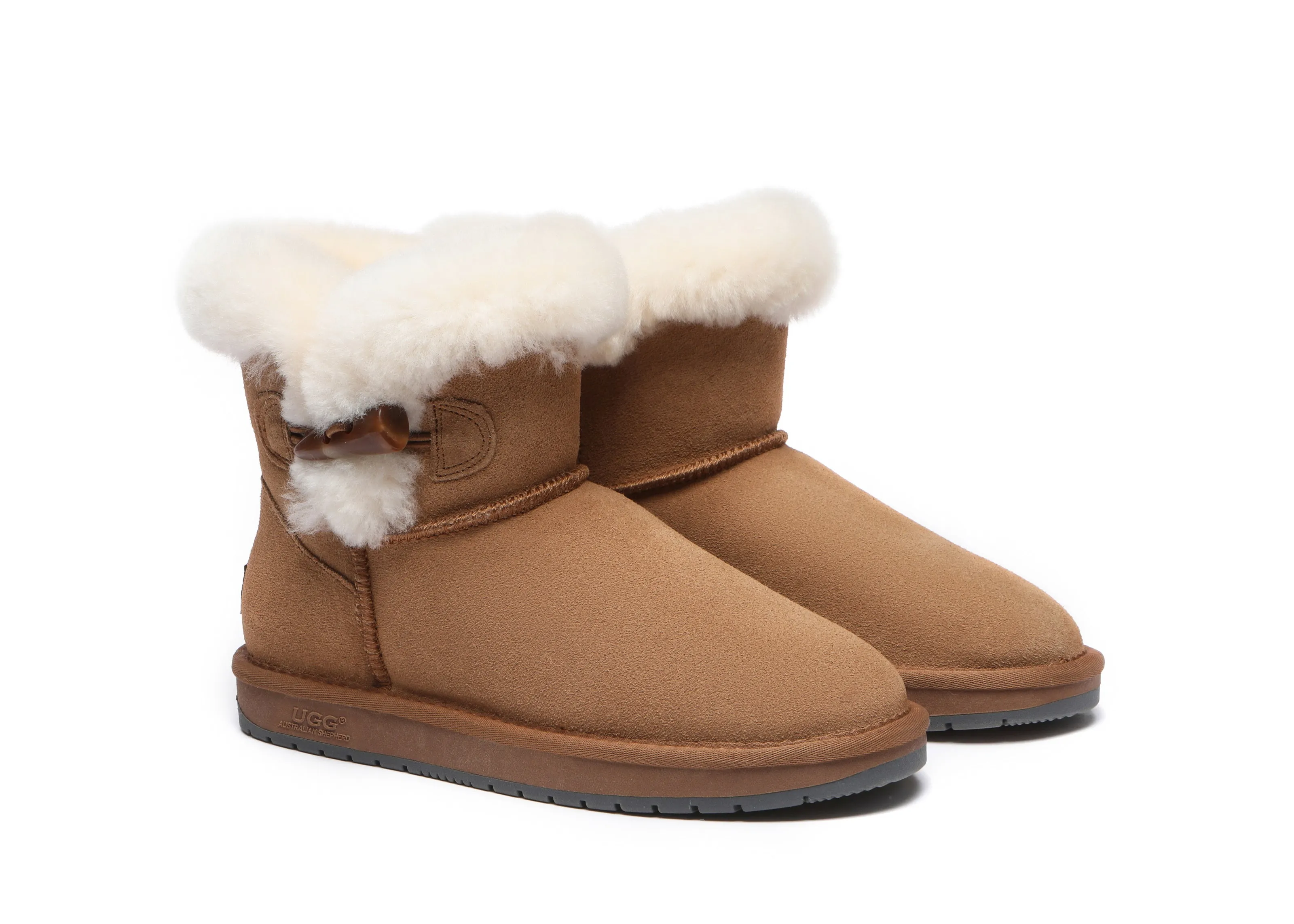 AUSTRALIAN SHEPHERD® UGG Boots Women Sheepskin Wool Horn Toggle Closure Mini Tiara