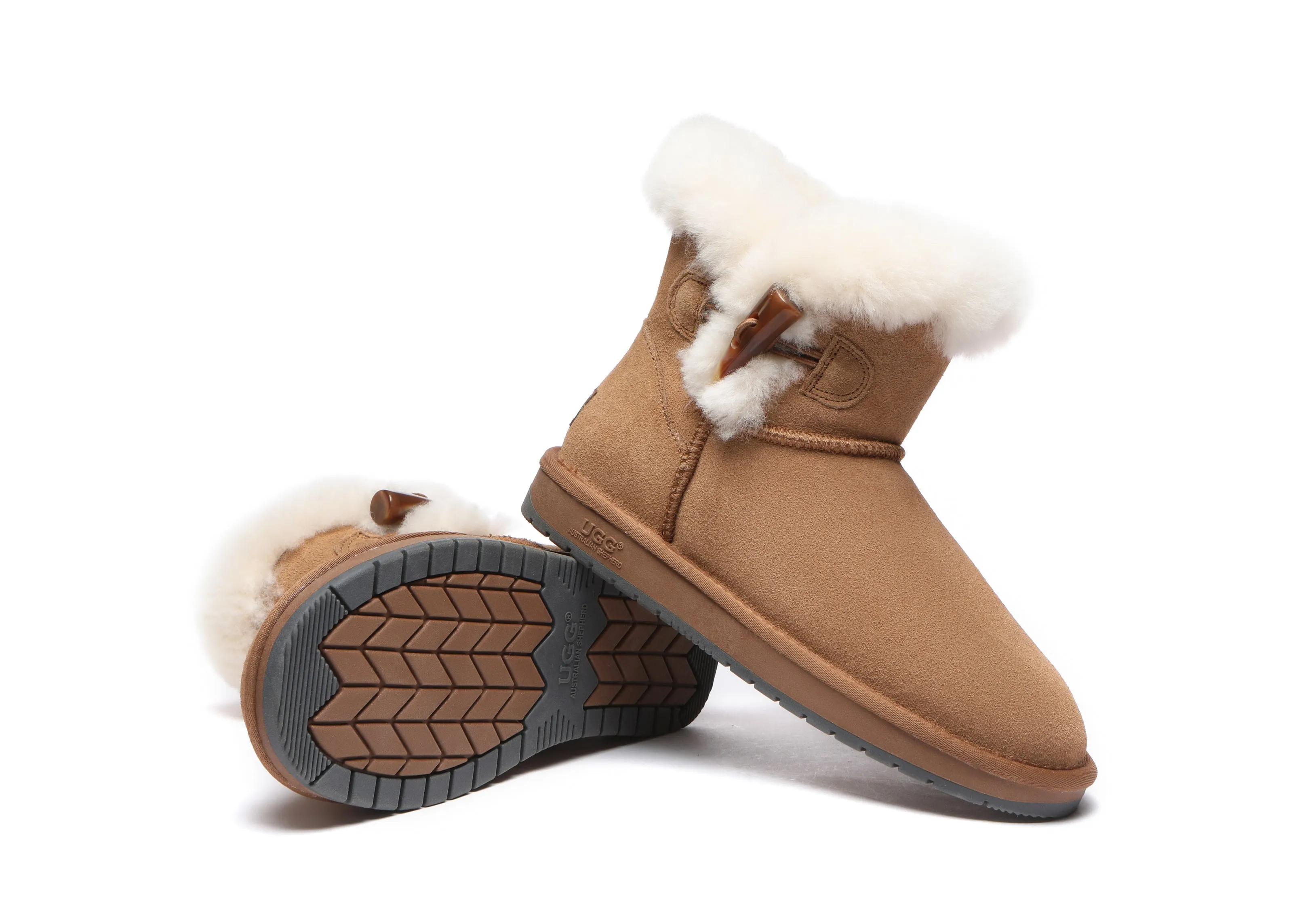 AUSTRALIAN SHEPHERD® UGG Boots Women Sheepskin Wool Horn Toggle Closure Mini Tiara