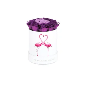 Basic White Box | Flamingo Edition | Bright Purple Mini Roses