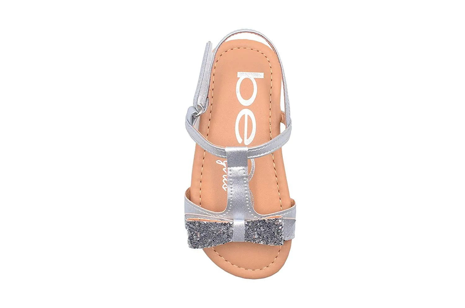 bebe Toddler Girls Fashion Sandals Summer Flats with Glitter Bow