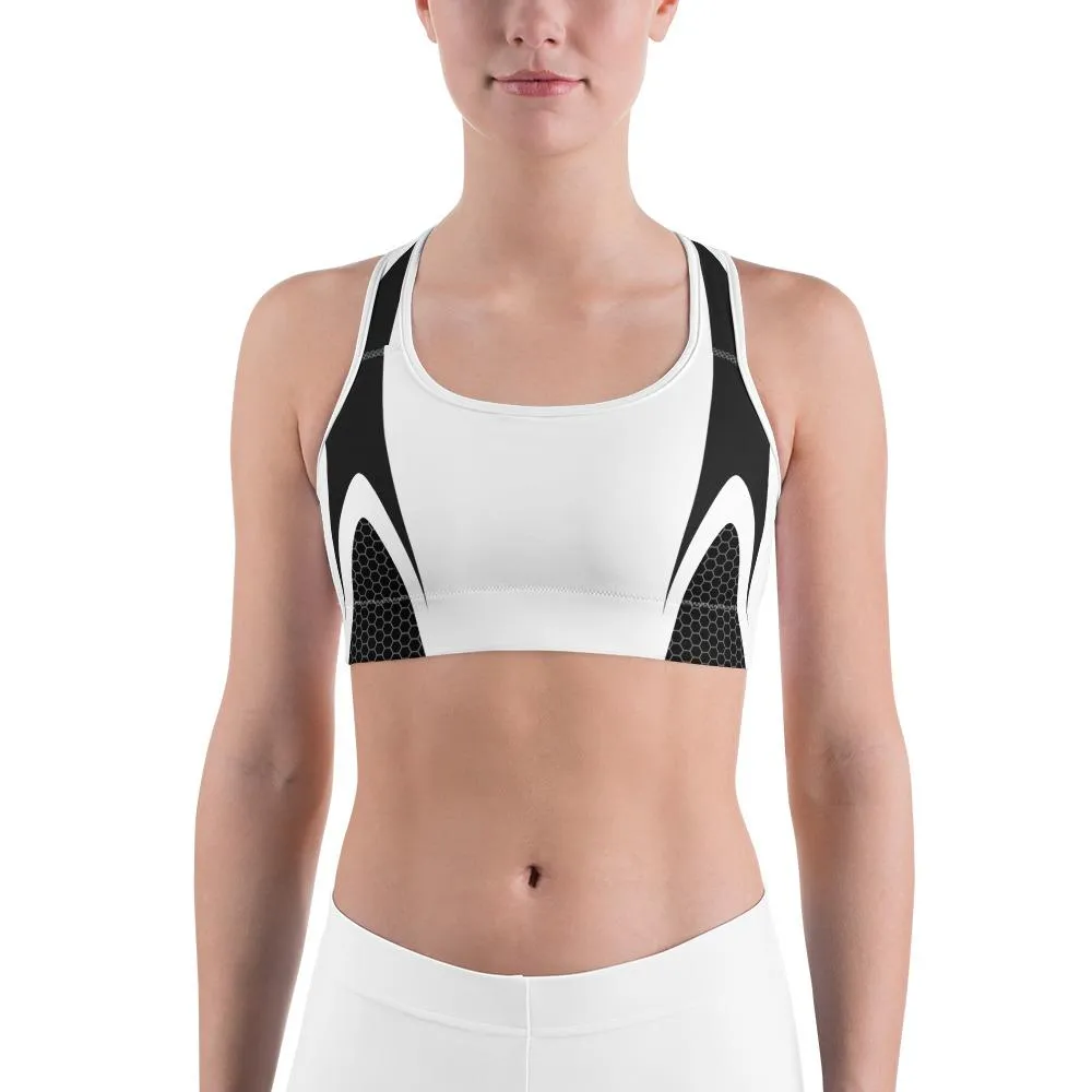 Black & White Honeycomb Carbon Sports Bra