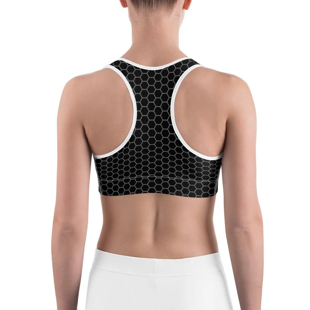 Black & White Honeycomb Carbon Sports Bra