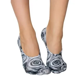 Black & White Roses Liner Socks No Show Sock