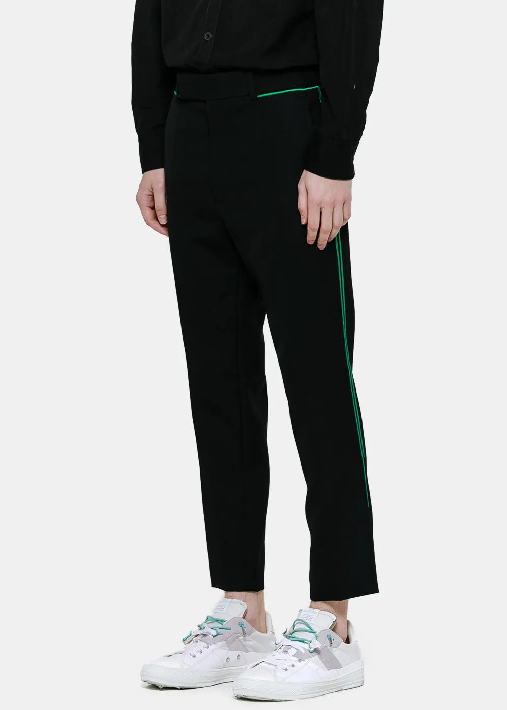 Black Embroidered Slim Pants