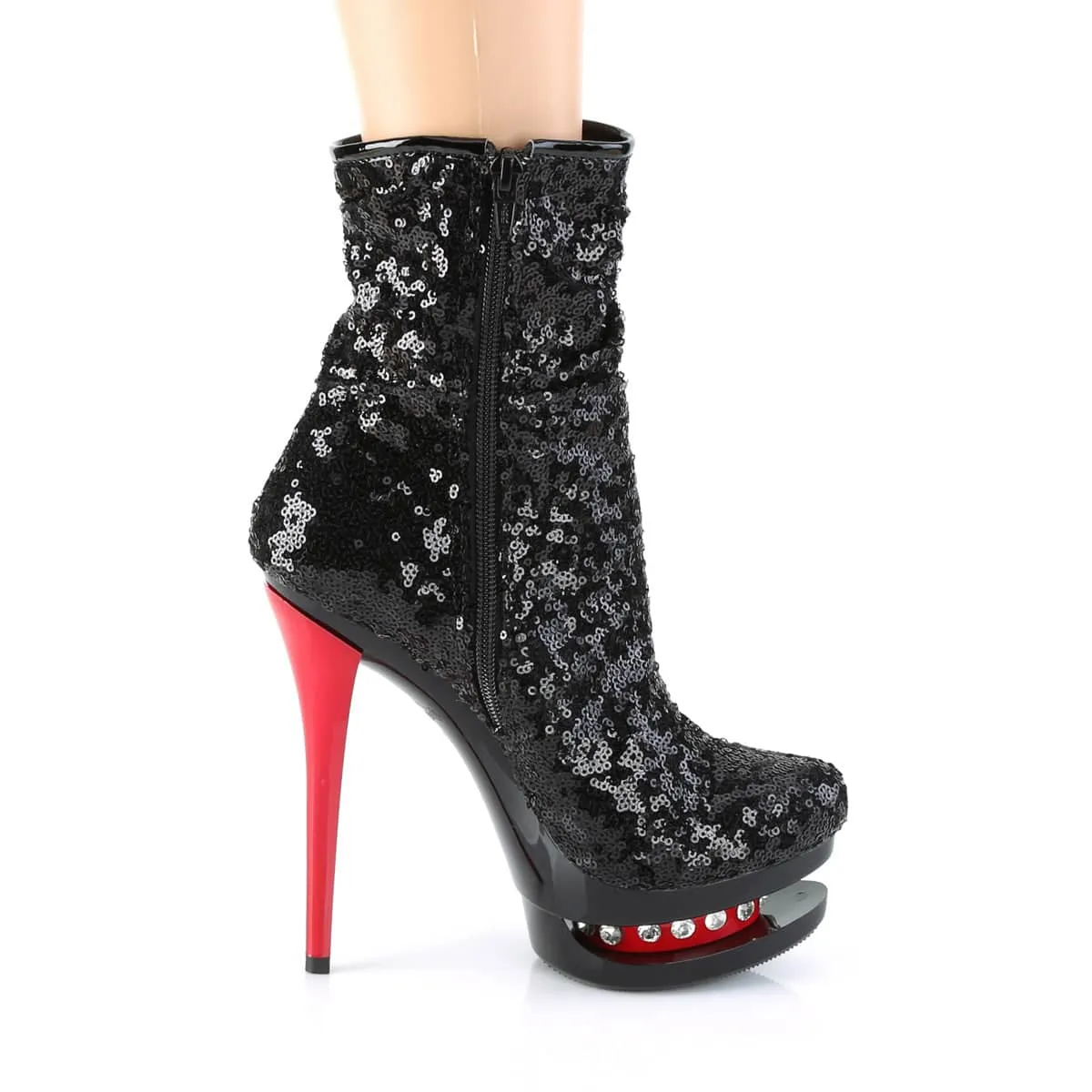 BLONDIE-R-1009 Black & Red Calf High Boots