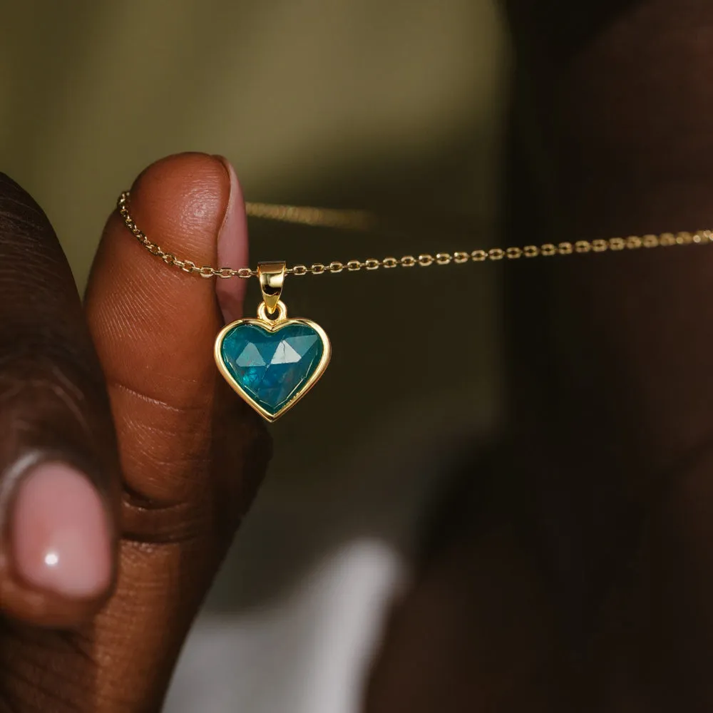 Blue Apatite Natural Stone Pendant Necklace