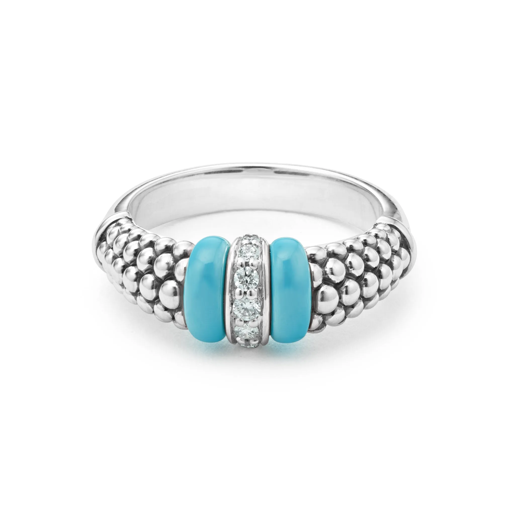 Blue Caviar Ceramic and Caviar Diamond Ring