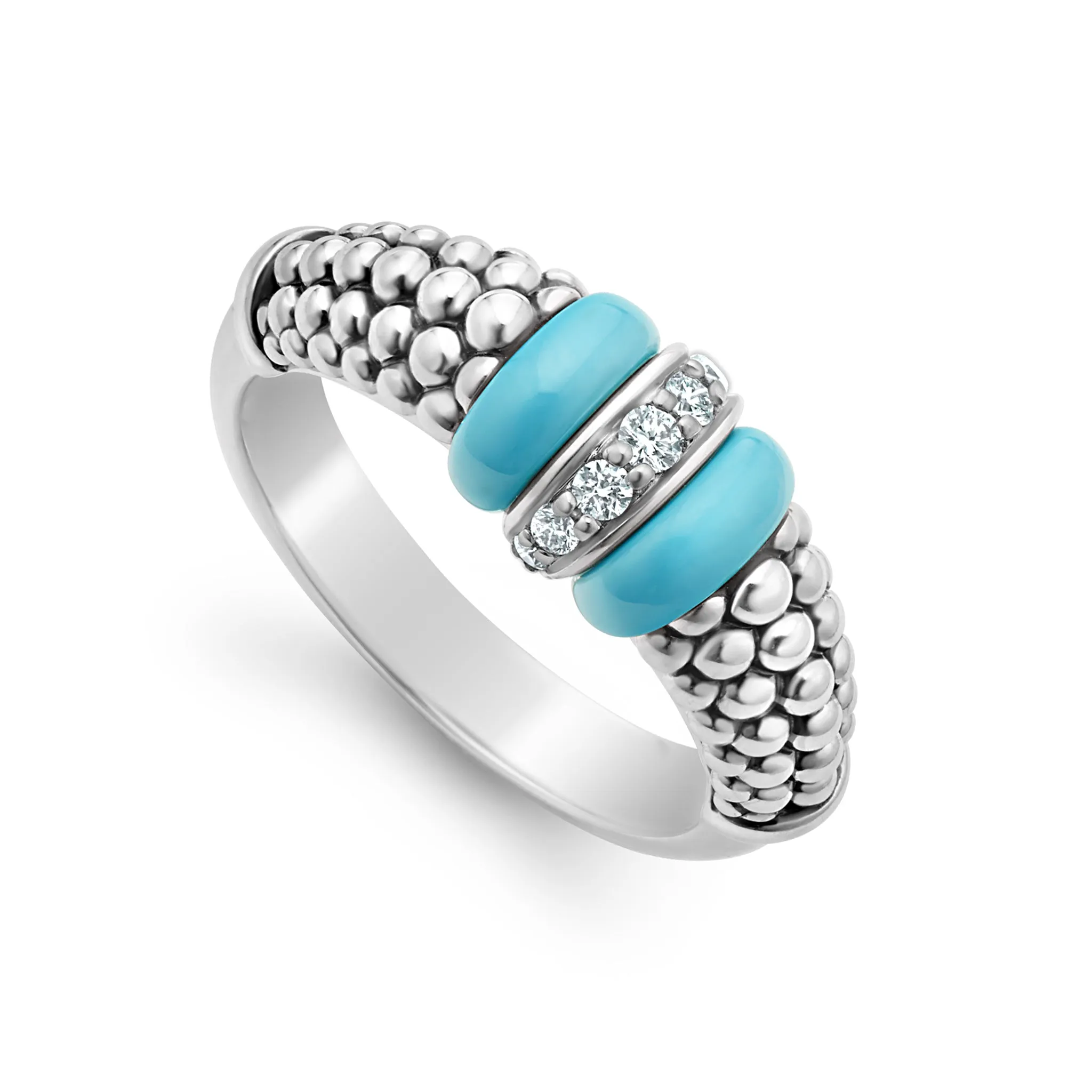 Blue Caviar Ceramic and Caviar Diamond Ring