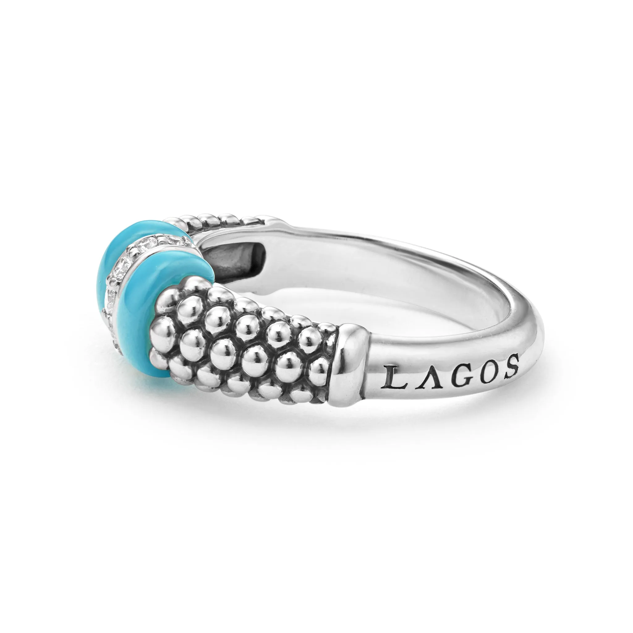 Blue Caviar Ceramic and Caviar Diamond Ring