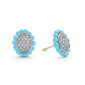 Blue Caviar Ceramic Oval Diamond Stud Earrings