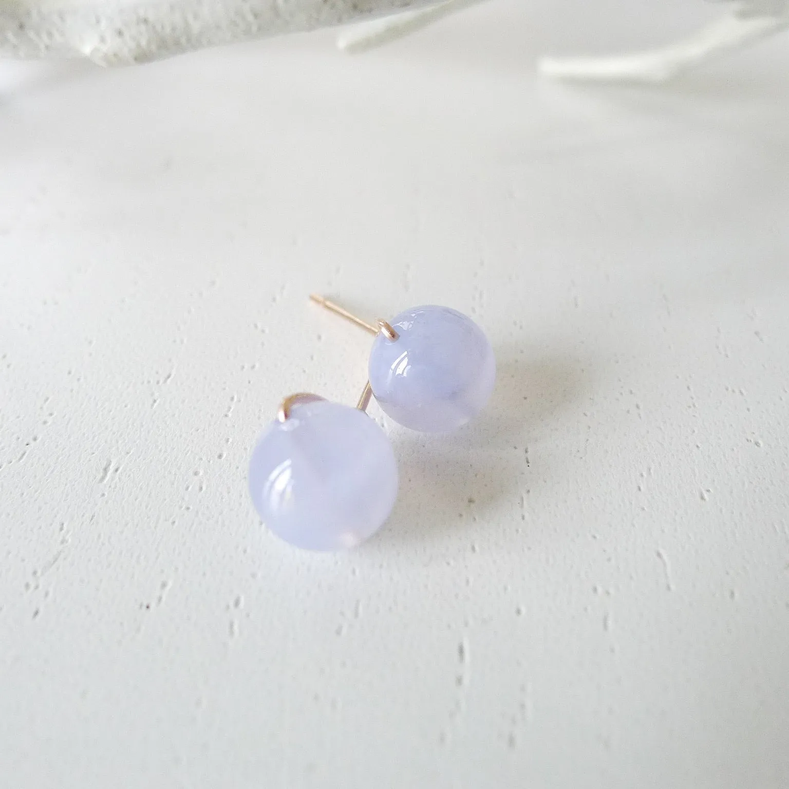 Blue Chalcedony Earstuds 8mm (Basic) / 14k Gold-filled