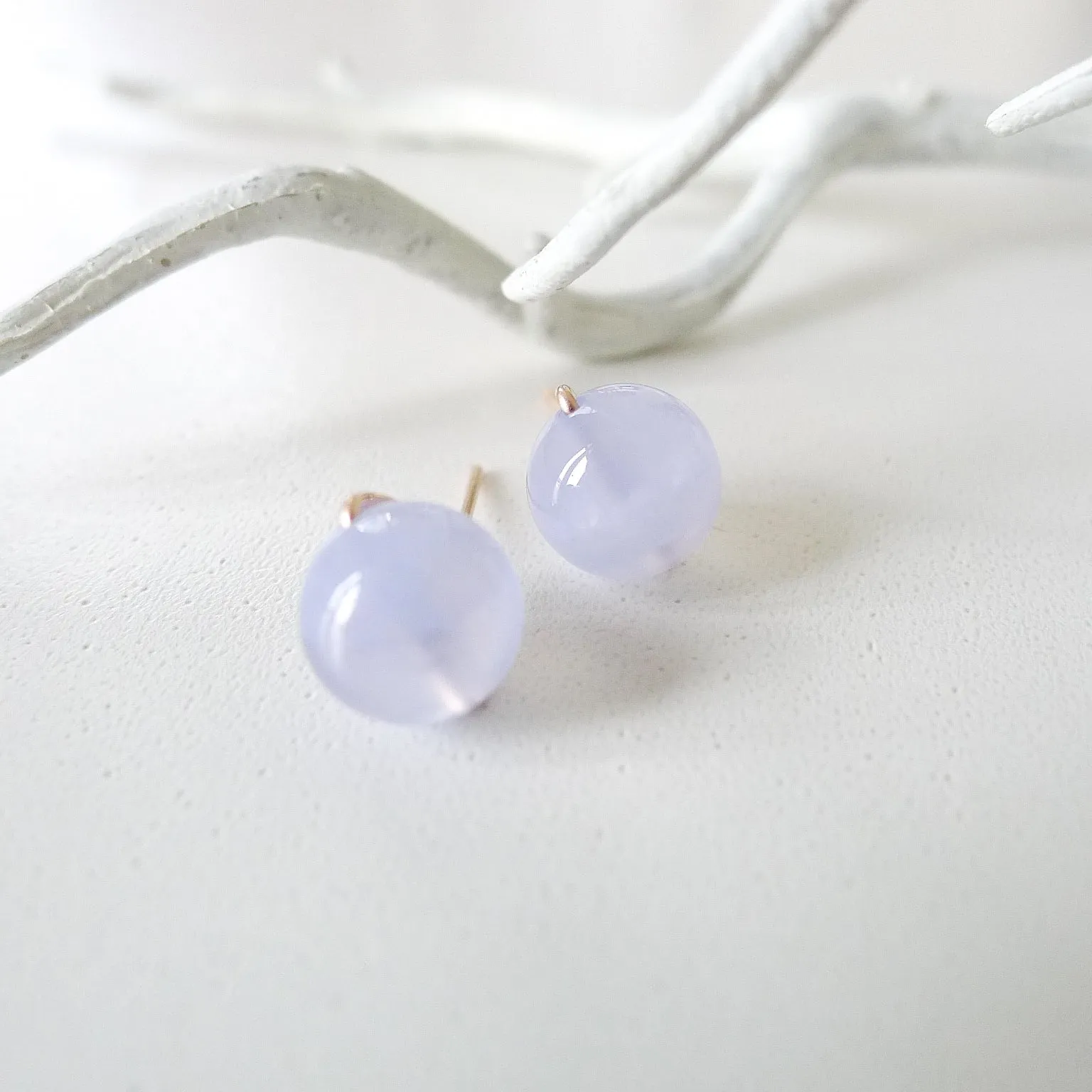 Blue Chalcedony Earstuds 8mm (Basic) / 14k Gold-filled