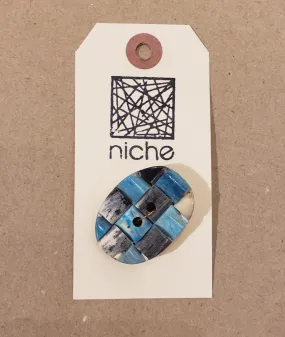 Blue Patchwork Button