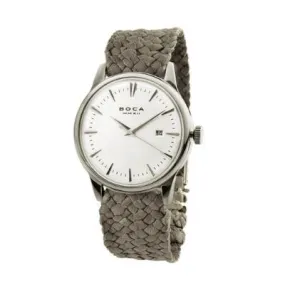 BOCA MMXII - ALFIERI SLIVER FACE WATCH WITH GREY WOVEN STRAP