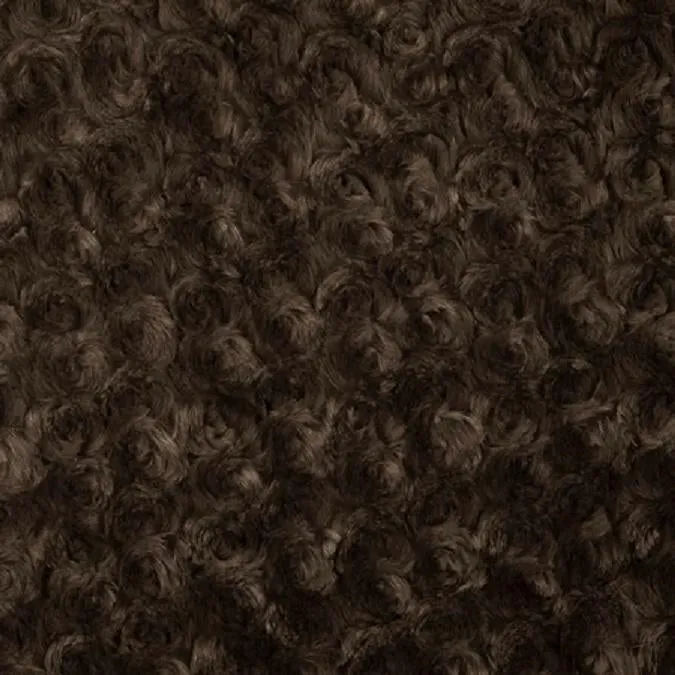 Brown Swirl Rosebud Faux Fur Fabric