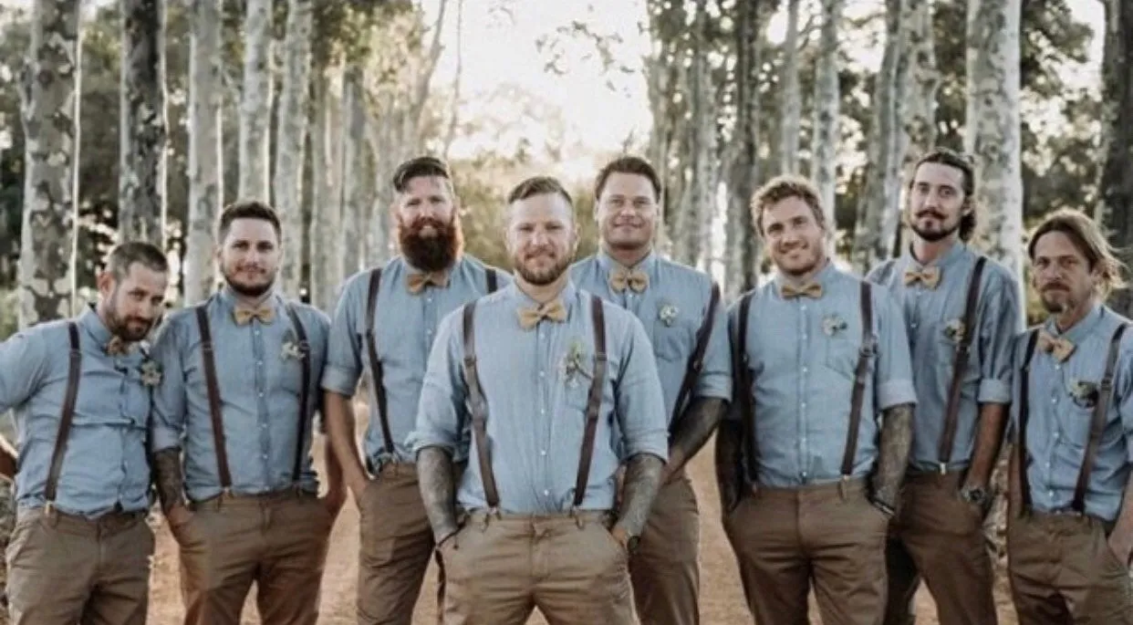 Coffee Suspenders with Wheat Brown Bow Tie