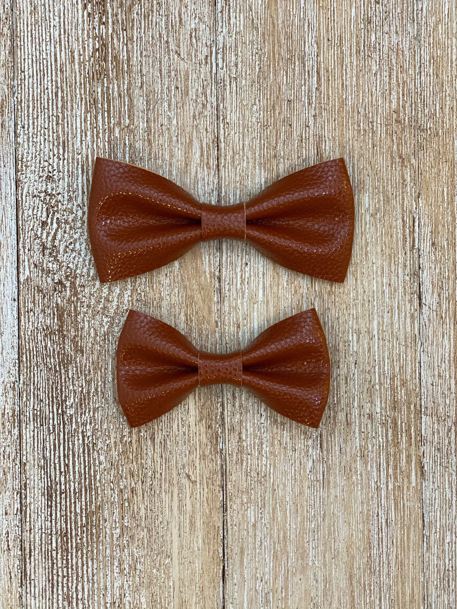 Cognac Faux Leather Suspender With Cognac Faux Leather Bow Tie