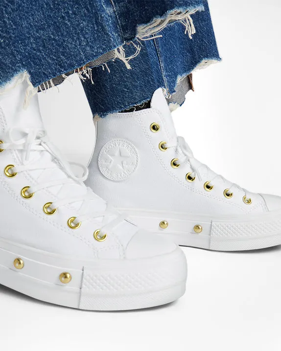 Converse Womens Chuck Taylor All Star Hi Top Lift White/ Gold