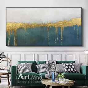 Decor Green Painting Gold Painting Rich Textured Office Wall Art