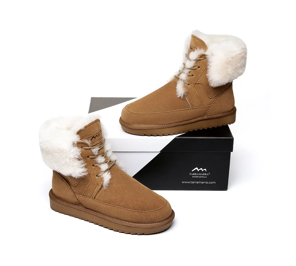 Dora Fashion Lace Up Boots Double Face Sheepskin