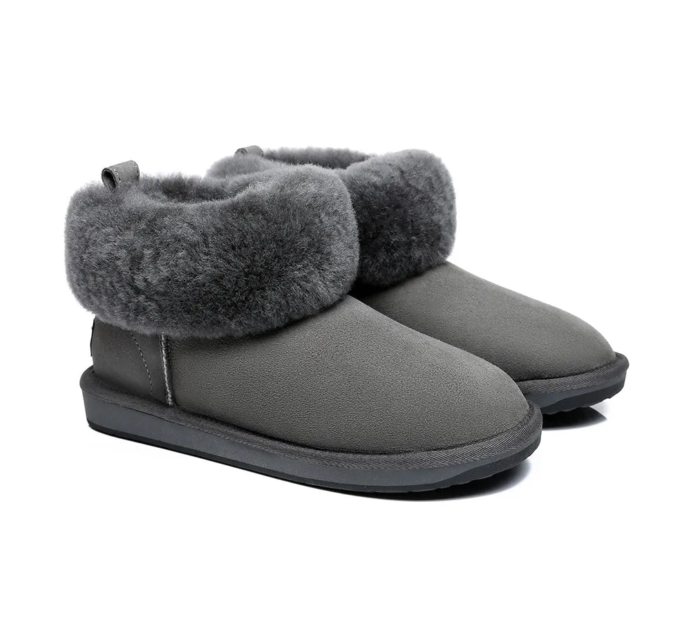 Emmy Women Sheepskin Slippers Fluffy Collar