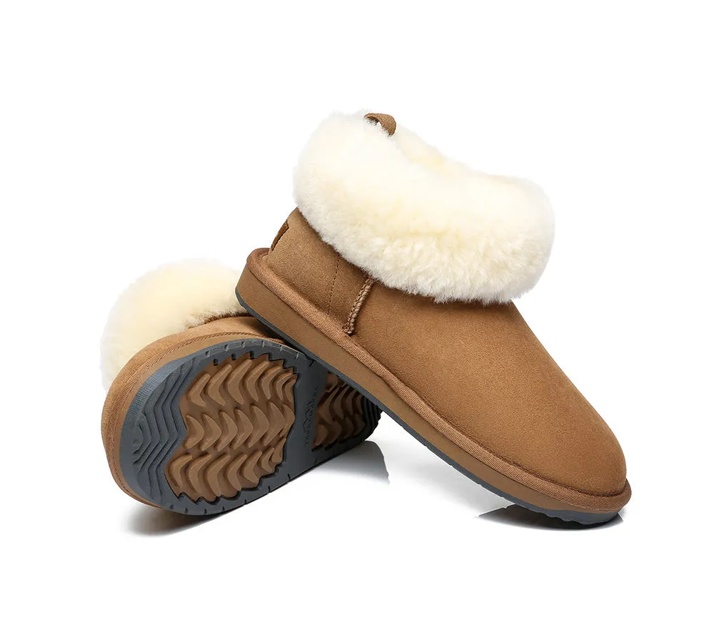 Emmy Women Sheepskin Slippers Fluffy Collar