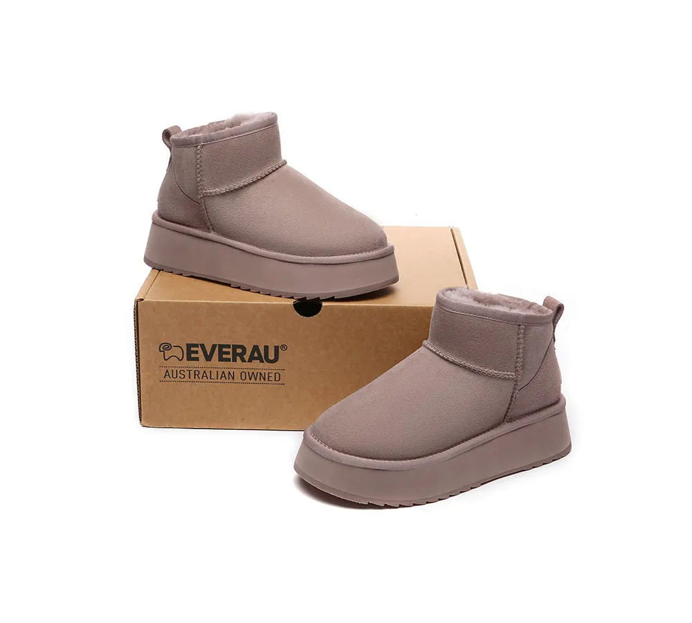 EVERAU® UGG Boots Sheepskin Wool Ankle Ultra Mini Platform