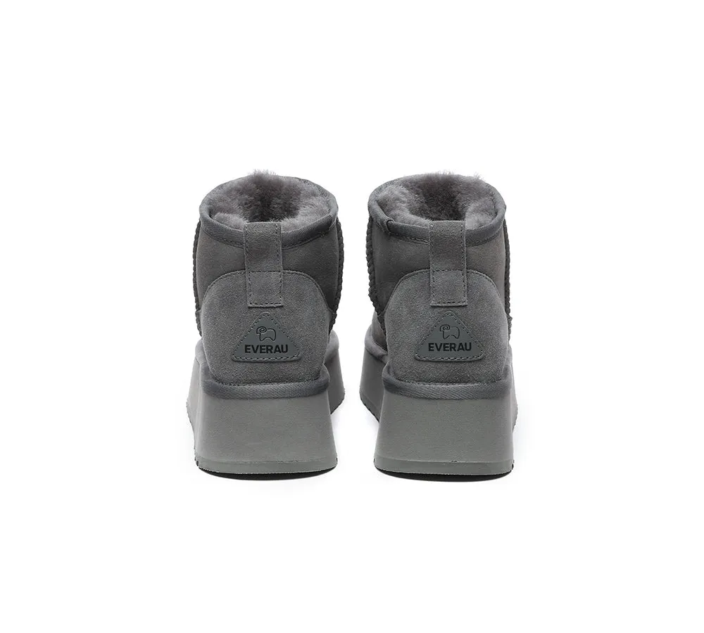 EVERAU® UGG Boots Sheepskin Wool Ankle Ultra Mini Platform