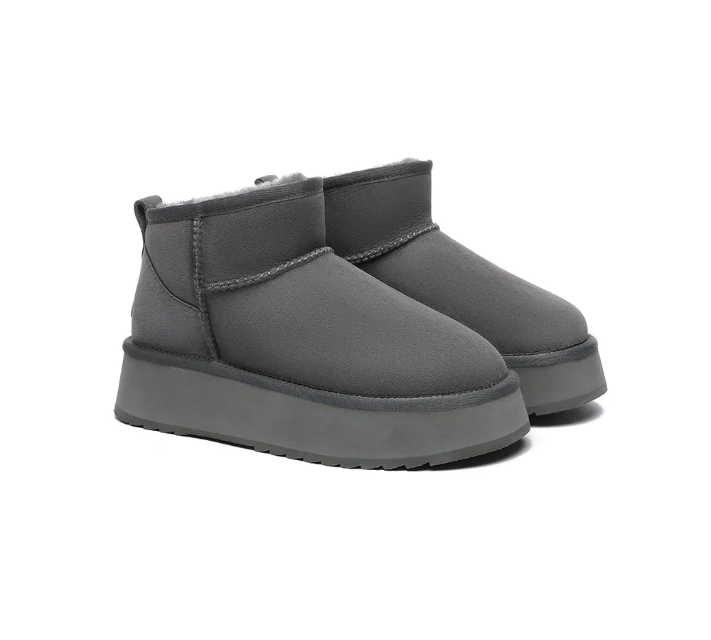 EVERAU® UGG Boots Sheepskin Wool Ankle Ultra Mini Platform