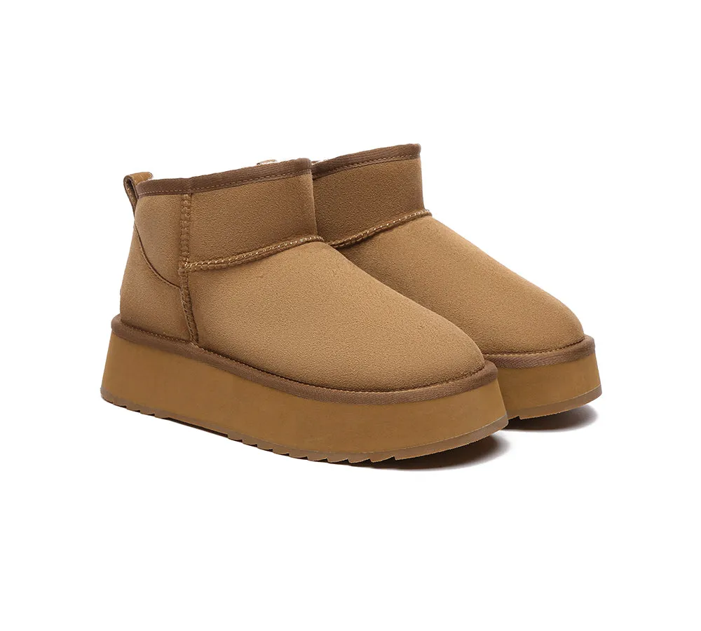 EVERAU® UGG Boots Sheepskin Wool Ankle Ultra Mini Platform