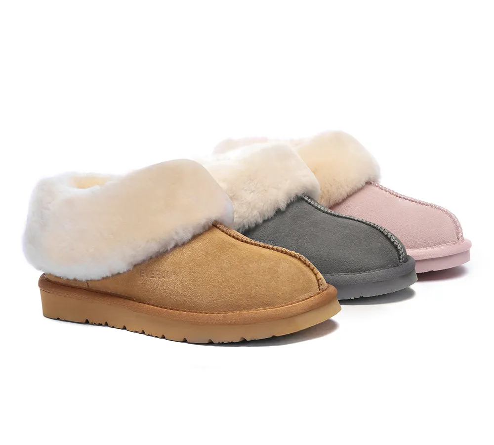 EVERAU® UGG Slippers Sheepskin Wool Suede Ankle Homey