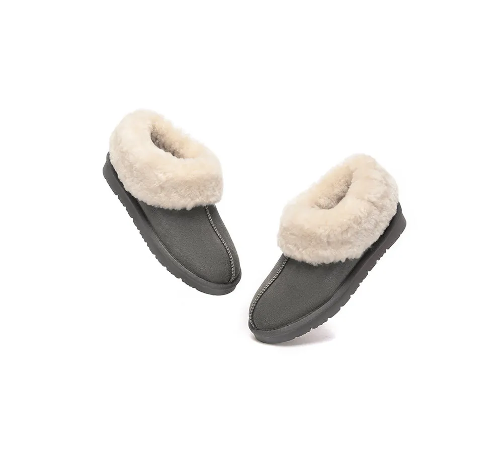 EVERAU® UGG Slippers Sheepskin Wool Suede Ankle Homey