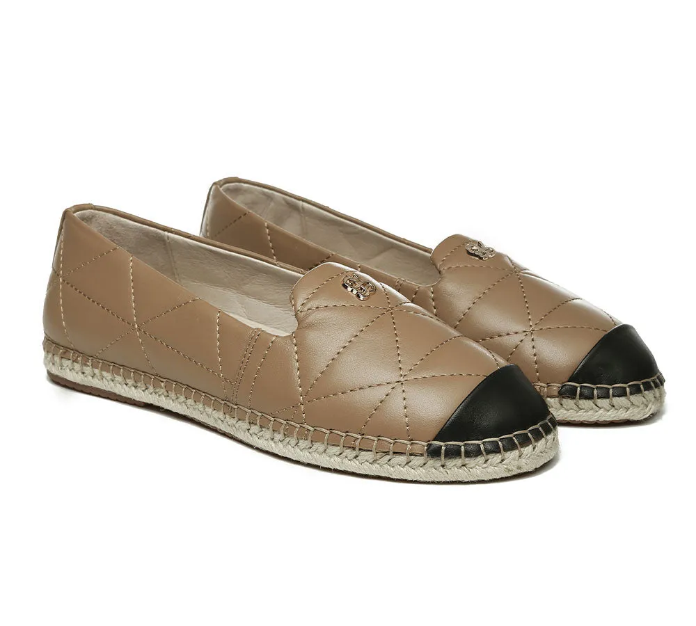 EVERAU® Women Leather Slip-on Flat Espadrilles Evelyn